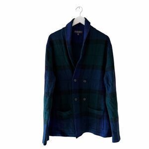 Brooks Brother Italian Yarn Plaid Shawl Collar Cardigan Button Down Sz XXL #2562